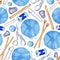 Watercolor pattern knitting tools seamless, repeating pattern