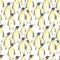 Watercolor pattern penguins on a white background in pairs, for packaging, craft paper, fabric