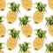 Watercolor pattern with pineapple on a white background. Pattern for various summer, food products, wrapping paper etc.