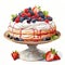 Watercolor pavlova cake illustration on white background. Generative AI