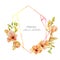 Watercolor peach freesia flowers geometric stylish frame