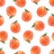 Watercolor peach seamless pattern on white background