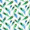 Watercolor Peacock Feather Seamless Pattern, Aquarelle Plumage, Watercolor Exotic Feather Tile