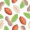 Watercolor peanut seamless pattern on white background