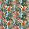 Watercolor pear with apple. Floral seamless pattern. Blue background.