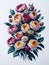 Watercolor Peonies Bouquet Vibrant Color Wall Art