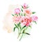 Watercolor peony flowers and buds bouquet even number on splash background