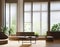 Watercolor of perspective view of sleek mini blinds in a living room