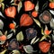 Watercolor physalis seamless pattern. autumn berry illustration.