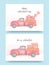 Watercolor of pickup truck with heart and gift box.  Valentine`s Day