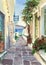 Watercolor picture of a greek street