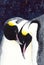 Watercolor picture of two black emperor penguins