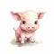 Watercolor Pig Illustration: Detailed And Realistic Baby Pig Art