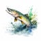 Watercolor Pike Clipart With Explosive Wildlife Style