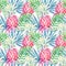 Watercolor pineapple fruit seamless pattern