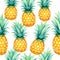 Watercolor Pineapple Seamless Pattern Vibrant Fruit Wallpaper