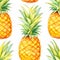 Watercolor Pineapple Seamless Pattern Vibrant Fruit Wallpaper