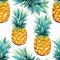 Watercolor Pineapple Seamless Pattern Vibrant Fruit Wallpaper