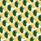 Watercolor pineapples seamless pattern. Fashion summer wallpaper design