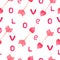 Watercolor pink arrow and love letters pattern.