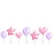 Watercolor pink balloons border isolated on white background