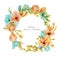 Watercolor pink and blue freesia flowers wreath