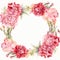 Watercolor Pink Carnation Wreath: Meticulous Design Inspired By Mughal Art