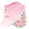 Watercolor pink dress, roses decor,badge.Mother