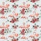 Watercolor pink flamingo with ranunculus and anemone seamless pattern. Hand painted exotic birds with eucalyptus leaves