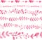 Watercolor pink floral seamless pattern borders