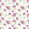 Watercolor pink flowers and greenery leaves branch seamless pattern, little flowers bouquet repet paper, textile design, floral