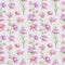 Watercolor pink flowers stylization Illustration, Seamless Pattern on pink background