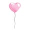 Watercolor pink heart balloon with string isolated on white background
