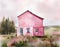 Watercolor of Pink house in the middle of nowhere