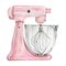 Watercolor pink mixer for creating diy bakery logo