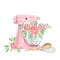 Watercolor pink mixer for creating diy bakery logo