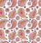 Watercolor Pink Paisley, Mandala and Circles Ethnic Repeat Pattern