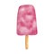 Watercolor pink popsicle. Hand drawn berry ice cream pop illustration isolated on white background. Summer frozen