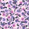 Watercolor pink, purple roses and elderberry branches seamless pattern