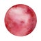 Watercolor pink-red round planet drawing.