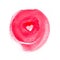 Watercolor pink round stain with heart in the middle