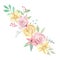 Watercolor Pink Yellow Roses Berries Flowers Spring Summer Wedding Floral Bouquet