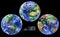 Watercolor planet earth views. Americas, europe and asia views.