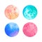 Watercolor planets circles textured elements