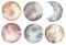 Watercolor Planets and Moon Phases Clipart, crescent clipart, Celestial Clipart, Galaxy Graphics, modern card design, Lunar Clip