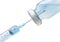Watercolor plastic medical syringe with medicine, glass medical ampoule vial for injection