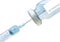 Watercolor plastic medical syringe with medicine, glass medical ampoule vial for injection