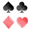 Watercolor playing card suits set