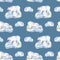 Watercolor polar bears on ice floes seamless pattern