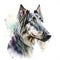 Watercolor portrait of a blue merle shetland sheepdog. AI generated animal ai